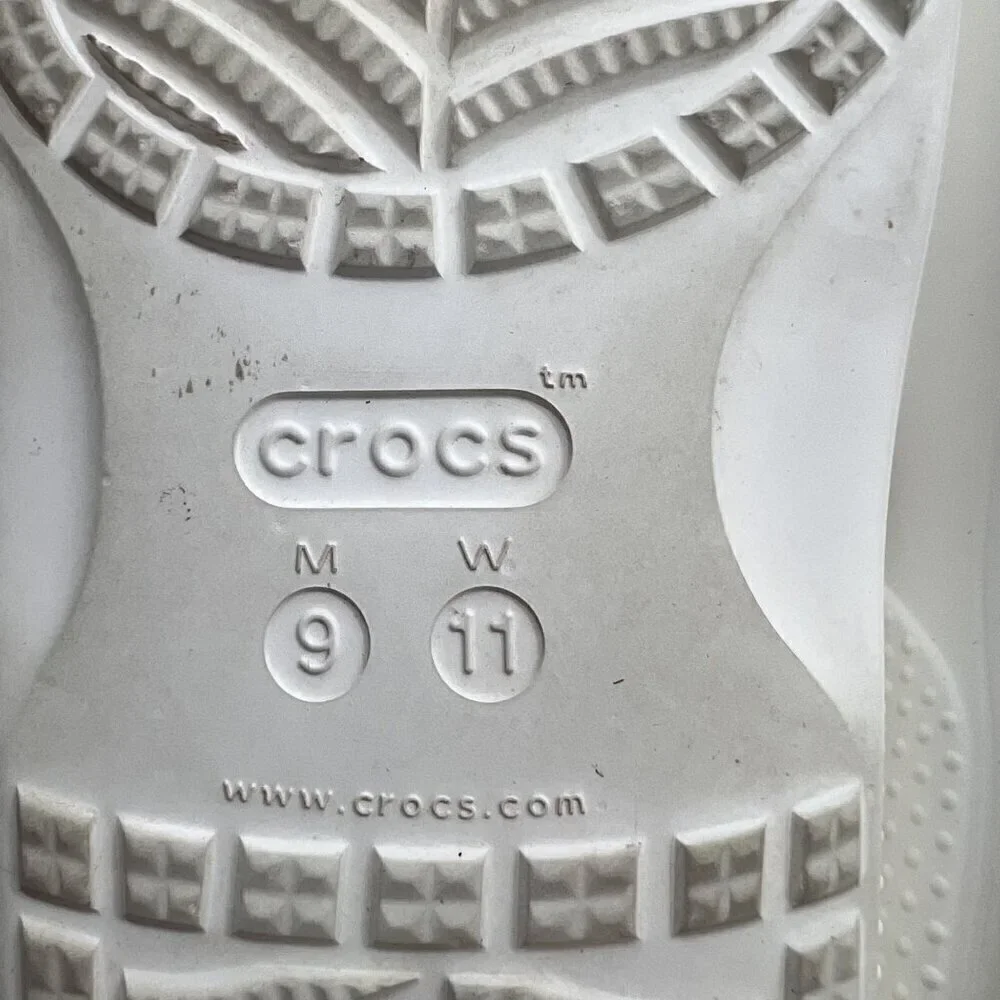 Crocs Unisex Adults' White Croslite Slip On Classic Slide Sandals Size 9M 11W